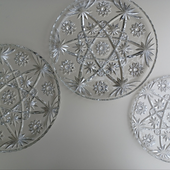 Vintage Anchor Hocking Star Of David Prescut Glass Plate 13.5" - Picture 14 of 15